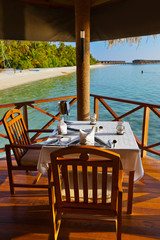 Cafe on tropical Maldives island