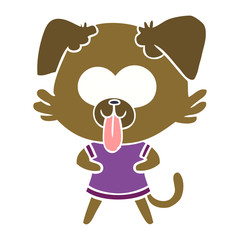flat color style cartoon dog with tongue sticking out