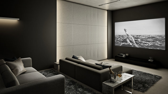 Home Theater room , Modern Luxury interior #2 , 3D render