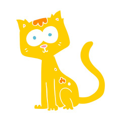 flat color illustration of a cartoon cat