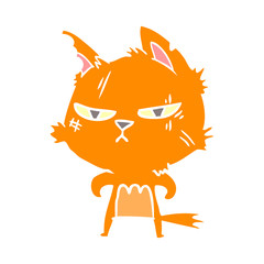 tough flat color style cartoon cat