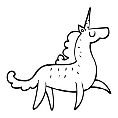 Fototapeta premium line drawing cartoon unicorn