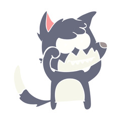 flat color style cartoon grinning fox