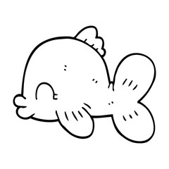 line drawing cartoon fish swimming