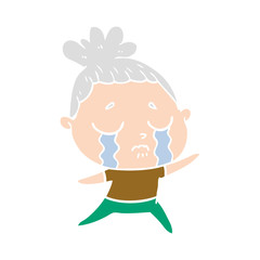 flat color style cartoon crying woman