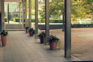 Bad Elster, Germany August 29, 2018: The resort architectural ensemble of Bad Elster with a shady...