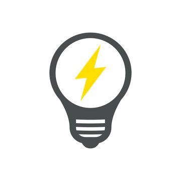 recommend clip art: Logotipo bombilla led con rayo en gris y amarillo