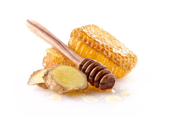 Honeycomb with spoon and ginger