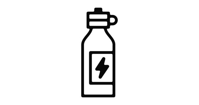 Energy drink line icon motion graphic animation with alpha channel.