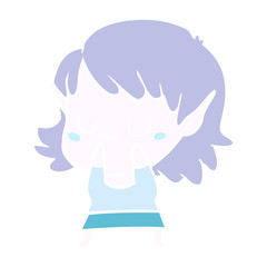 happy flat color style cartoon elf girl