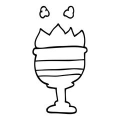 line drawing cartoon flaming golden cup