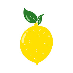 flat color illustration of a cartoon lemon