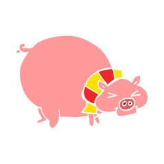 cartoon doodle fat pig