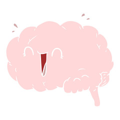 flat color style cartoon brain laughing