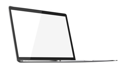 Modern glossy laptop isolated on white background.
