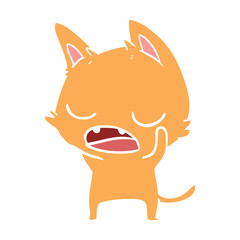 talking cat flat color style cartoon
