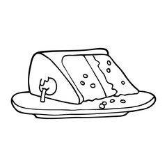 line drawing cartoon slice of cake