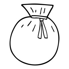 line drawing cartoon tied sack
