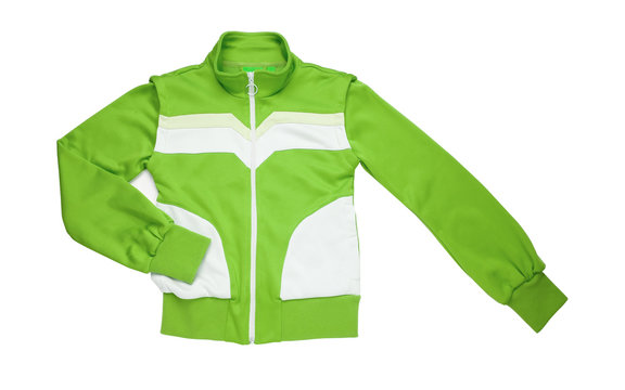 Green sport jacket isolated on white background with clipping path.
