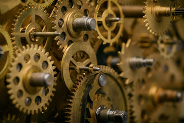 Old mechanism with gears and cogs macro
