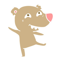 flat color style cartoon bear dancing