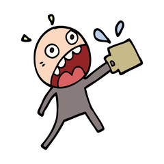 cartoon doodle man who has drunk too much coffee