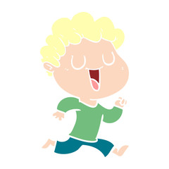 laughing flat color style cartoon man