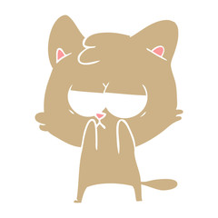 bored flat color style cartoon cat