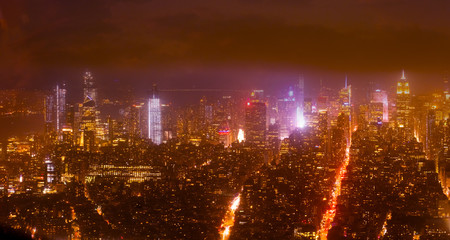 Obraz na płótnie Canvas New York city skyline and skyscraper at night,Beautiful night view in Midtown Manhatton