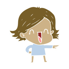 flat color style cartoon laughing woman