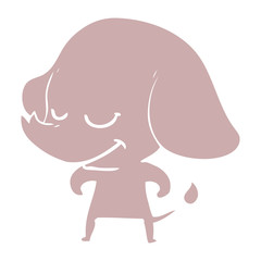 flat color style cartoon smiling elephant