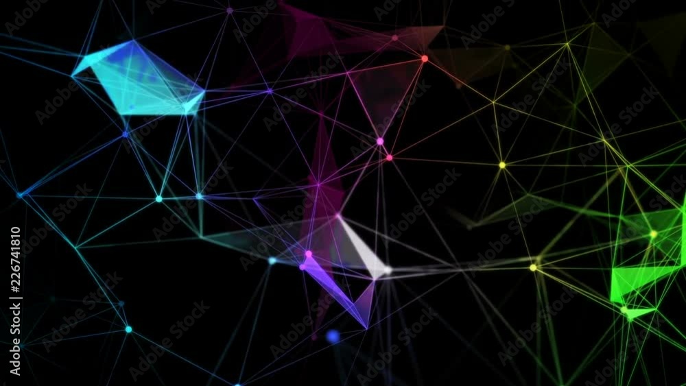 Poster broken rainbow. depth of field.technology network loop background.