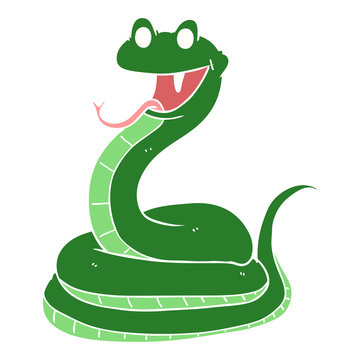 flat color style cartoon happy snake