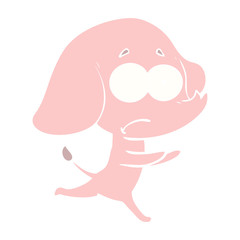 flat color style cartoon unsure elephant running away