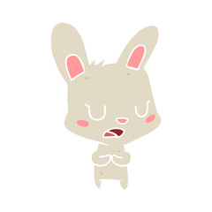 flat color style cartoon rabbit talking