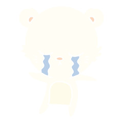 crying flat color style cartoon polarbear