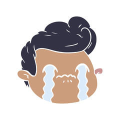 flat color style cartoon crying boy