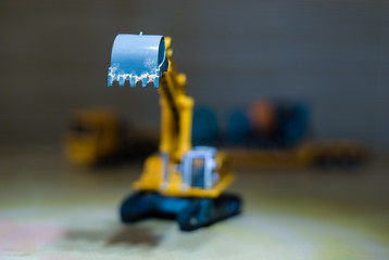 Bucket of a toy excavator close-up