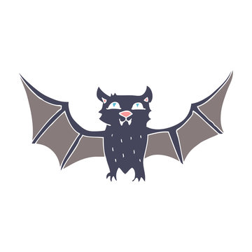 flat color illustration of a cartoon halloween bat
