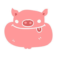 flat color style cartoon happy pig face