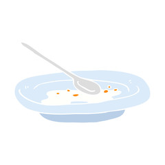 flat color illustration of a cartoon empty cereal bowl