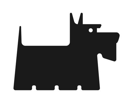 Simple geometric Scottish Terrier. Flat vector illustration, logo template.