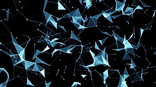 Blue triangulated space.Technology network loop background.