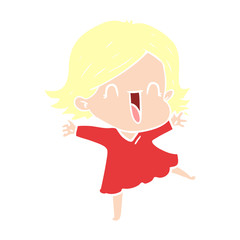 flat color style cartoon laughing woman