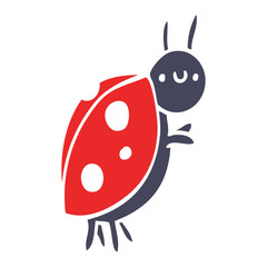 flat color style cartoon ladybug