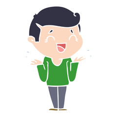 flat color style cartoon laughing confused man