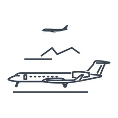 thin line icon private business jet