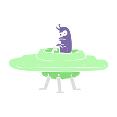 flat color illustration of a cartoon flying saucer