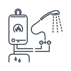 thin line icon bathroom, shower faucet, heating boiler