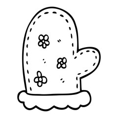 line drawing cartoon oven mitts